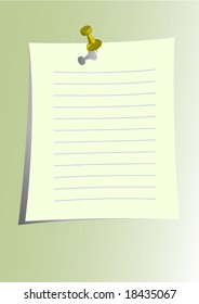 Vector illustration of paper with thumbtack