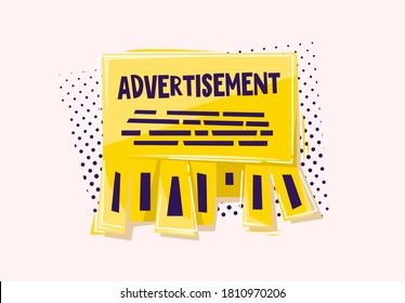 Vector illustration of a paper wall ad with tear-off paper sheets