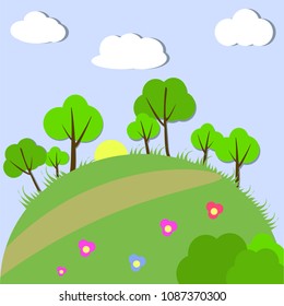 Vector illustration of a paper work, landscape of paper nature