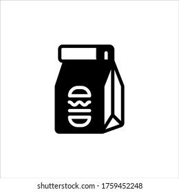 Vector Illustration Paperbag Icon Or Logo Black Color With Line Design Style.