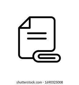 Vector illustration paperclip attachment icon or logo black color with line design style 