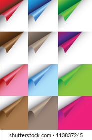Vector illustration of papers with curve corner. Spaces for own copy.