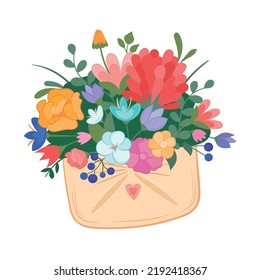 Vector illustration papper envelope with summer flowers