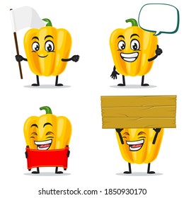 vector illustration of paprika mascot or character collection set with blank sign theme