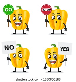 vector illustration of paprika mascot or character collection set with sign theme