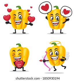 vector illustration of paprika mascot or character collection set with love or valentine or love theme