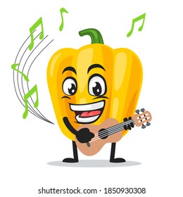 vector illustration of paprika mascot or character playing guitar