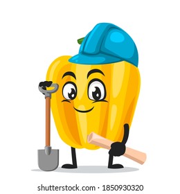 ilustración vectorial de la mascota de paprika o del personaje con traje de constructor