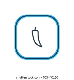 Vector Illustration Of Paprika Outline. Beautiful Meal Element Also Can Be Used As Chili Element.