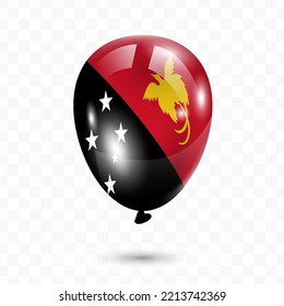 Vector illustration of Papua New Guinea country flag balloon on transparent background (PNG). Flying flag balloons for Independence Day celebrations.