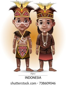Vector illustration, Papua traditional clothing