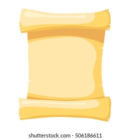 Vector illustration of papyrus on a white background. Isolated object. Cartoon style. Abstract yellow papyrus, a roll of parchment