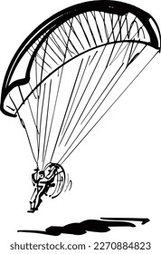 vector illustration of the para glider silhouette on the sky