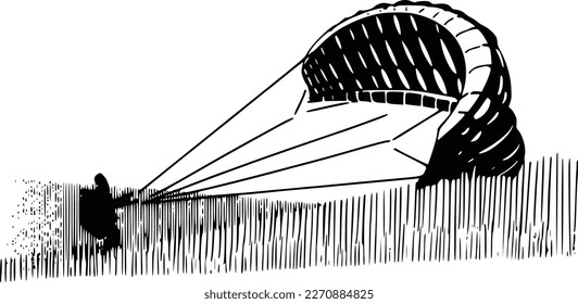 vector illustration of the para glider silhouette on the sky