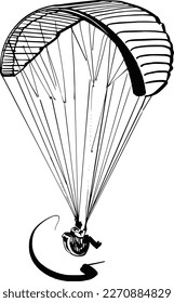 vector illustration of the para glider silhouette on the sky