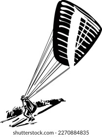 vector illustration of the para glider silhouette on the sky