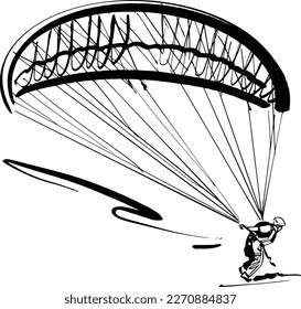 vector illustration of the para glider silhouette on the sky