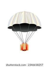 Vector illustration of parachuting, balloon, gift, realistic design. Eps 10