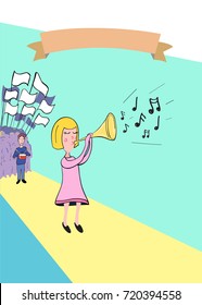 Vector illustration with parade and music