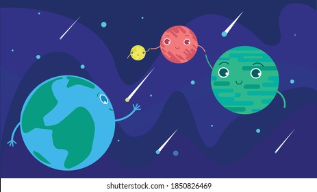 Vector illustration parade of planets