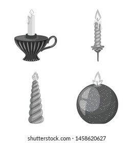 Vector illustration of paraffin and fire icon. Collection of paraffin and decoration stock vector illustration.