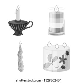 Vector illustration of paraffin and fire  logo. Collection of paraffin and decoration    stock symbol for web.