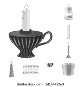 Vector illustration of paraffin and fire  symbol. Collection of paraffin and decoration    stock symbol for web.