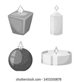 Vector illustration of paraffin and fire symbol. Set of paraffin and decoration stock vector illustration.
