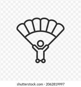 Vector illustration of paragliding icon in dark color and transparent background(png).