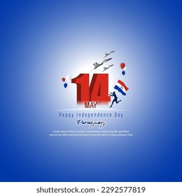 Vector illustration of Paraguay Independence Day social media story feed mockup template poster banner