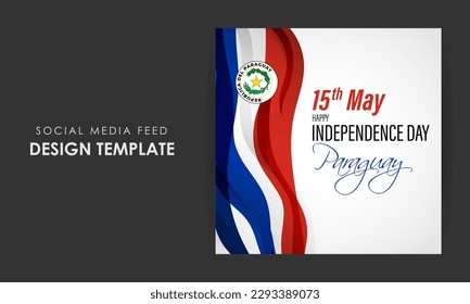 Vector illustration of Paraguay Independence Day social media story feed mockup template poster banner