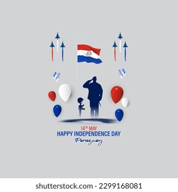 Vector illustration of Paraguay Independence Day social media story feed mockup template poster banner