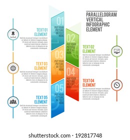 Vector Illustration Of Parallelogram Vertical Infographic Element.