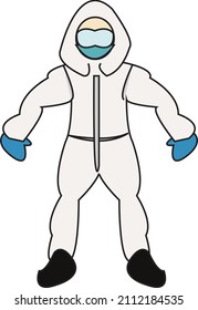 Vector illustration of paramedic berhazmat, vector hazmat, corona virus pandemic, pandemic covid-19, vector pamamedic for your design needs