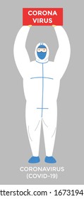 Vector illustration of paramedics wearing protective costumes and masks that disinfect coronavirus. coronavirus or covid-19 paper