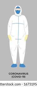 Vector illustration of paramedics wearing protective costumes 