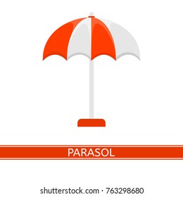 Vector illustration of parasol isolated on white background. Sunshade in flat style. Beach umbrella. Vacations and camping equipment.