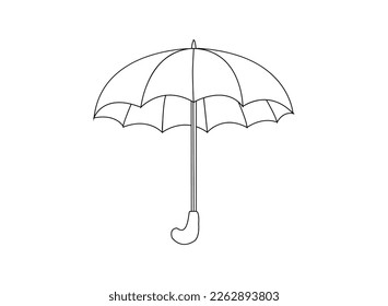 Vector illustration of parasol and water icon. Collection of parasol and water stock vector illustration. Black outline vector umbrella on white background.