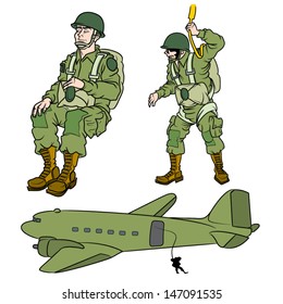 Vector illustration of paratroopers