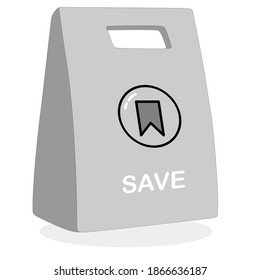 vector illustration of a parcel that holds lots of save notifications from social media users. and as a save symbol
