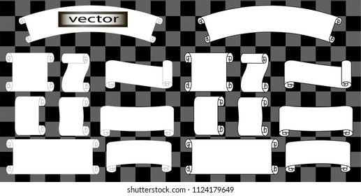 Vector illustration parchment scrolls graphic image of thick and thin lines stroke set of basic elements for design.