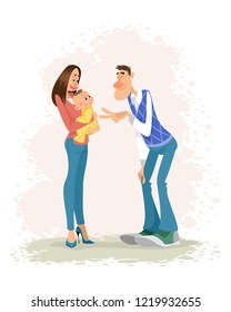 Vector illustration of parents with a baby