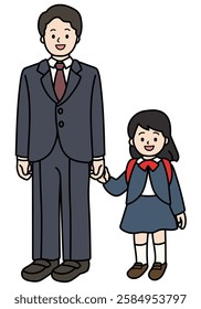 Vector illustration of parents and children participating in school events