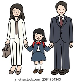 Vector illustration of parents and children participating in school events