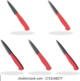 Vector Illustration of Paring Knife. Knife for Peeling Fruit, Vegetable, Skinning, Removing Jalapeno Seed, Cutting Small Garnish. Paring Knife Flat Design