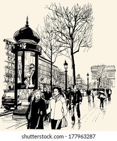 Vector illustration - Paris - avenue des champs-elysees