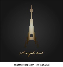 Vector illustration of Paris, Eiffel Tower on dark - gray background.