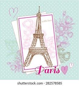 The vector illustration "Paris frame and Eiffel tower" for design