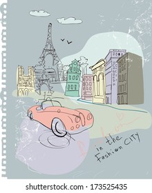 Vector illustration of the Paris streets