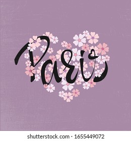 Vector illustration of Paris text and Eiffel sketch for travel poster. Paris lettering typography poster / card / invitation / banner